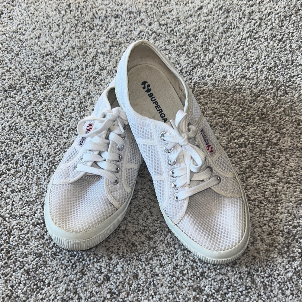 Superga Women's Classic White Mesh Sneakers